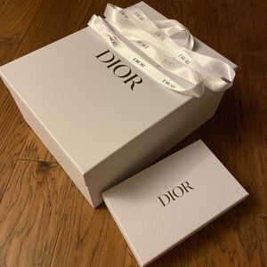 NEW DIOR Empty Gift Box White with Ribbon Set of 2